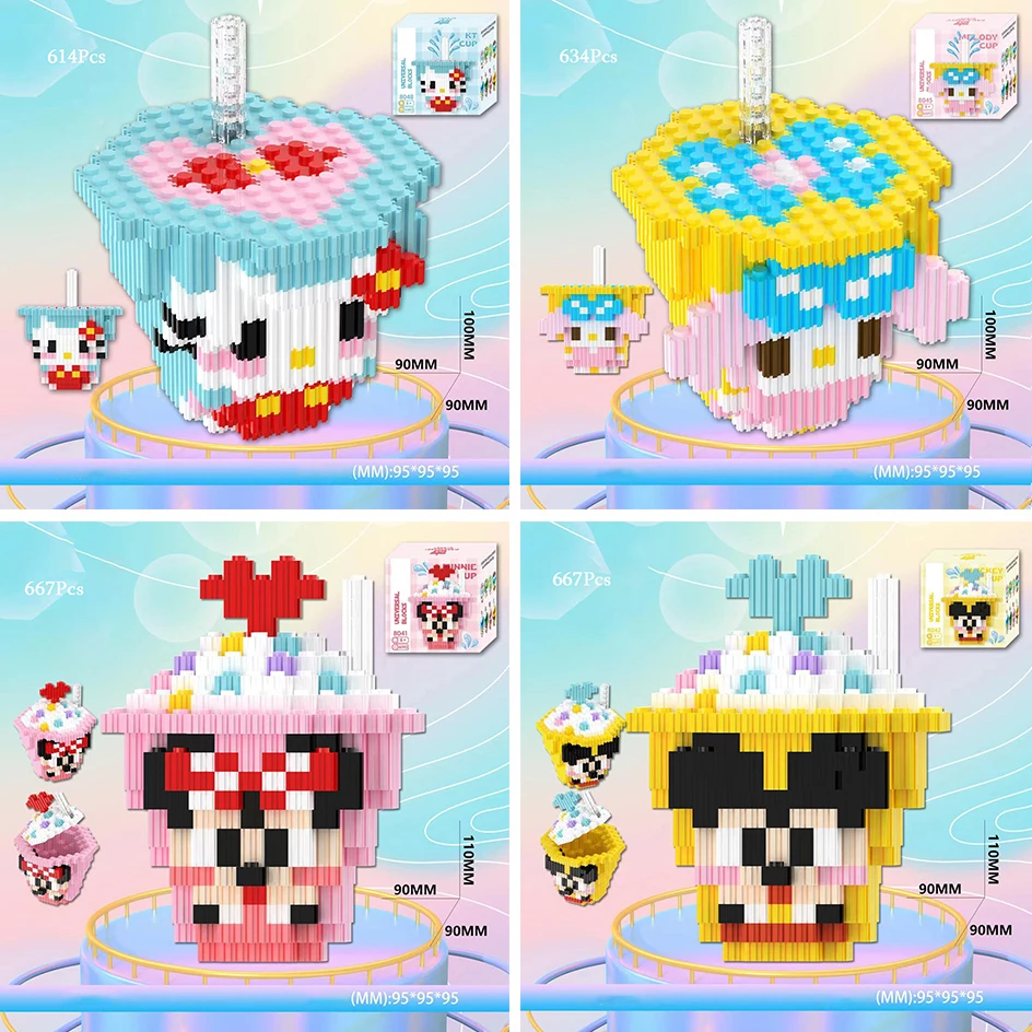 

Cartoon Pokemon Pikachu Hello Kitty Building Blocks Anime Mickey Minnie Block Kids Assemble Kawaii Small Brick Toy Gifts