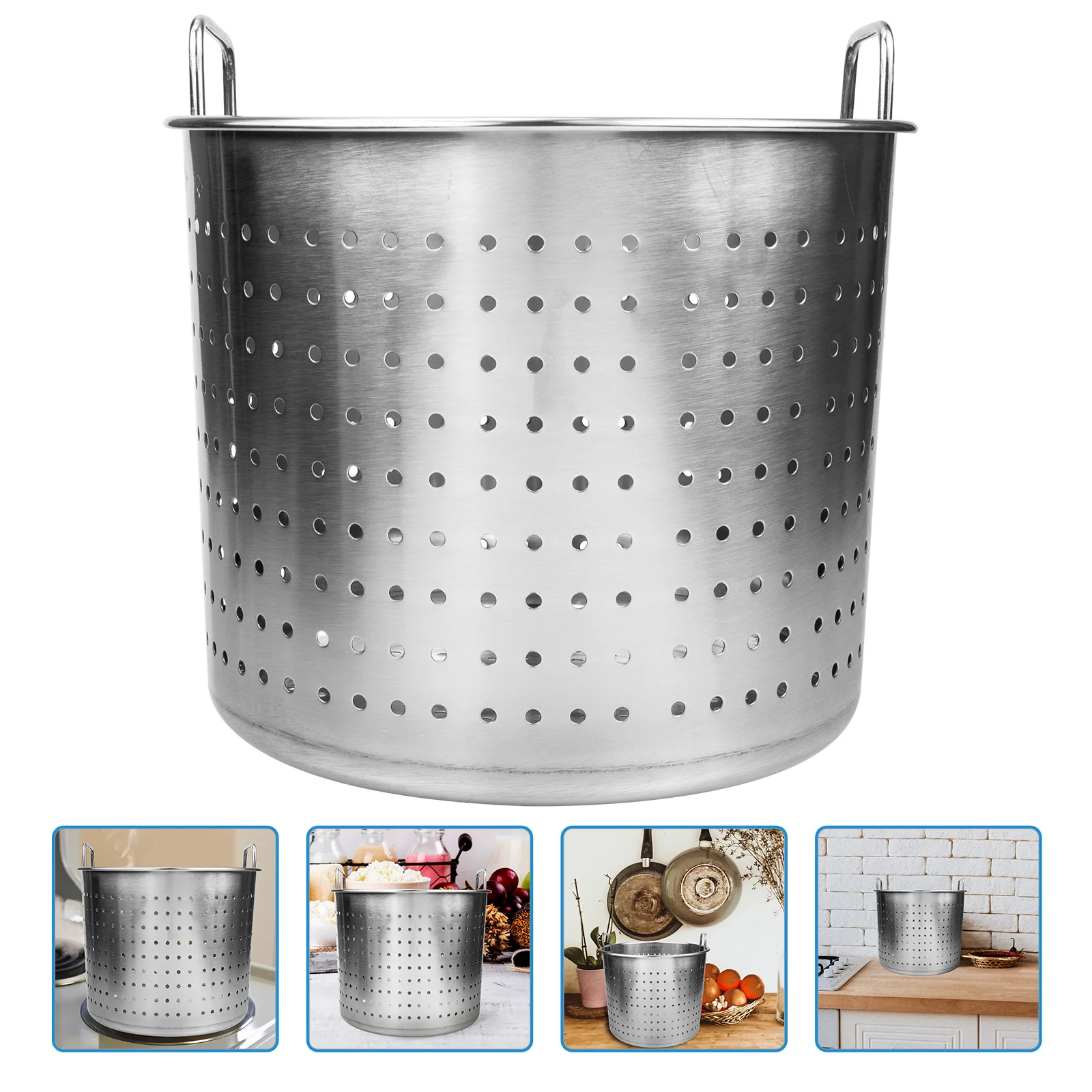 

Spaghetti Noodles Pasta Crayfish Boiler Kitchen Supplies Stainless Steel Pot Lobsters 28x28cm Bucket Leaky Silver