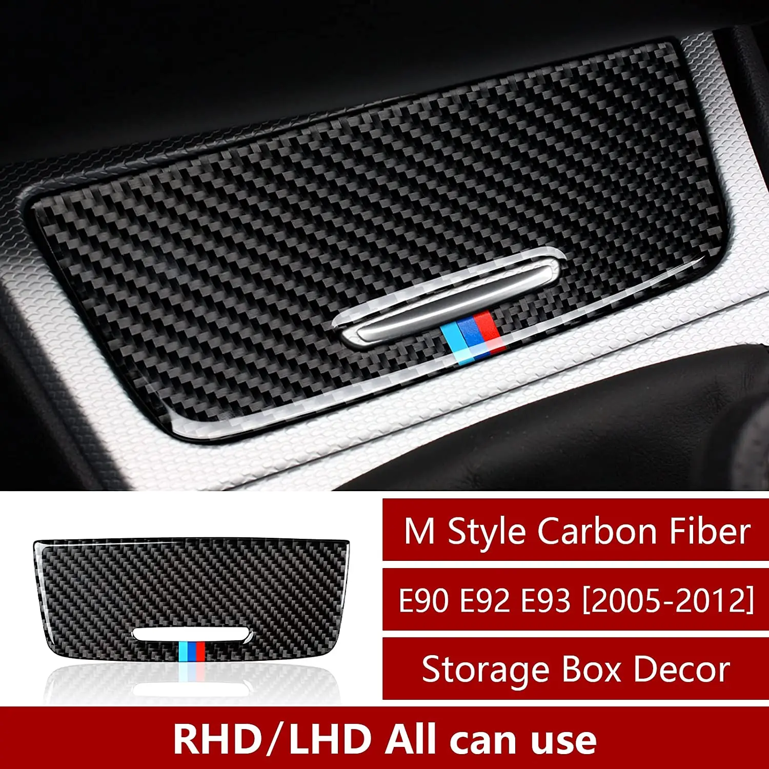 

Car Storage Box Panel Trim Carbon Fiber Sticker Decal fits for BMW 3 Series E90 E92 E93 2005 -- 2012 Accessories