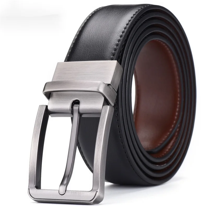 Men's Leather Belt Business Double-Sided Pin Buckle Belt