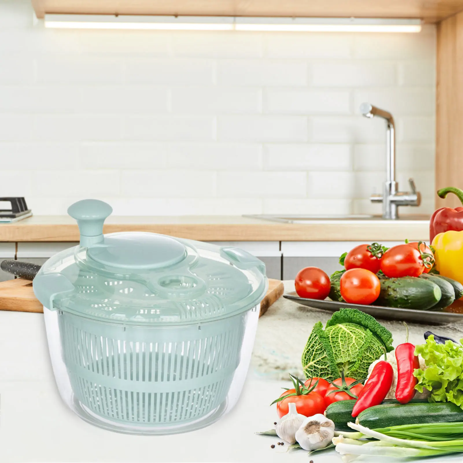 

Large Salad Spinner Lettuce Spinner 5L Large Capacity Lettuce Fresh Vegetable Dryer Salad Spinner With Lid Washing Cleaning &