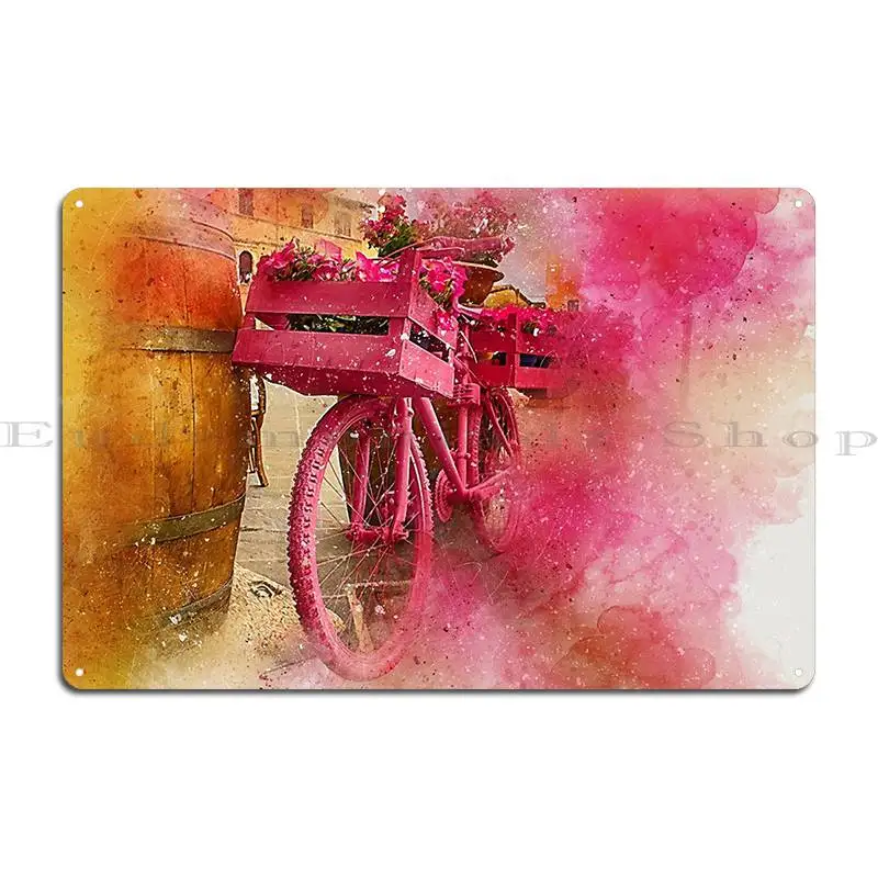 Винтажный потертый шикарный цветочный розовый велосипедный плакат