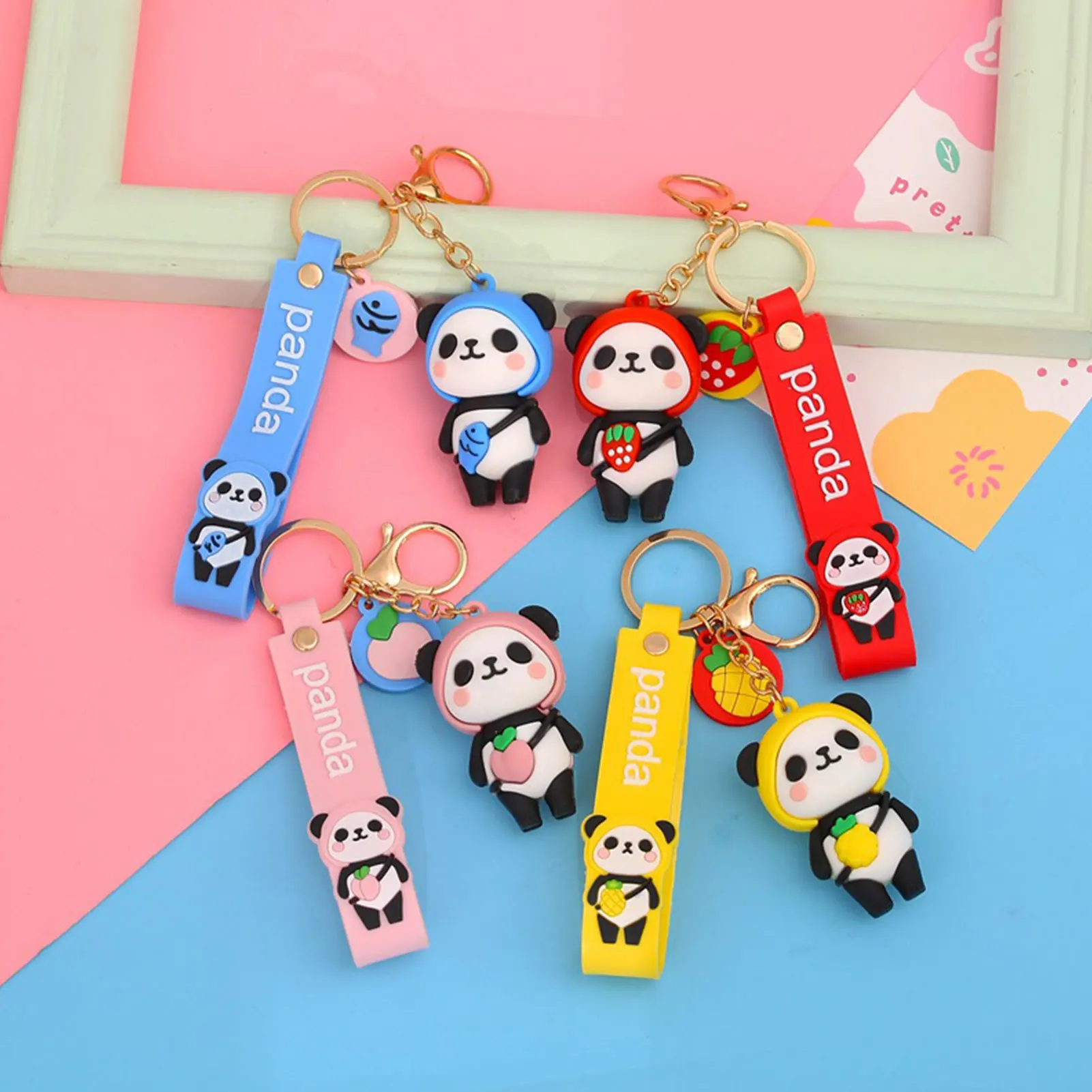 

Panda Silicone Doll Key Pendant Super Fire Bear Keychain Keyring Schoolbag Ornaments Men Women Gift Small Ornaments