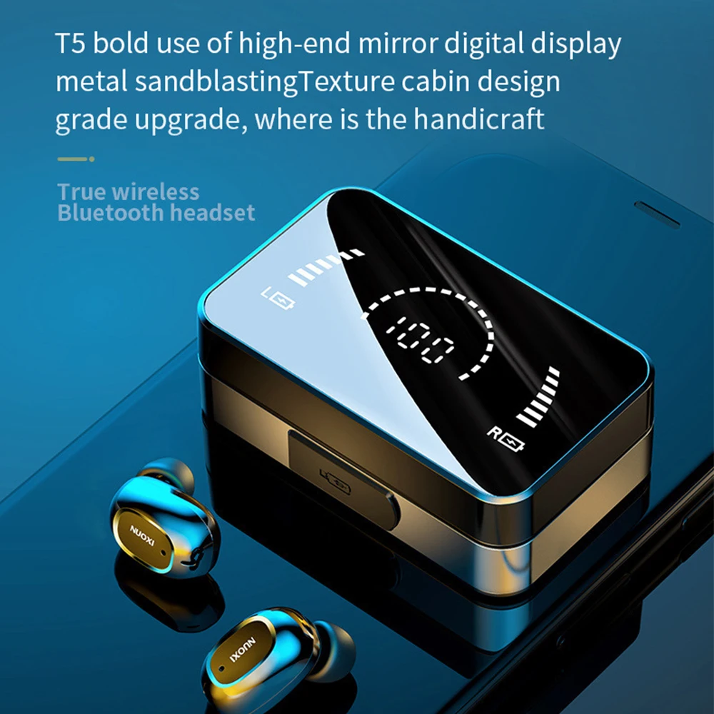 

TWS Wireless Bluetooth Headphones HD Mirror Screen LED Display Earphones with 3500mAh Charging Box 9D HIFI Stereo Earbud Headset