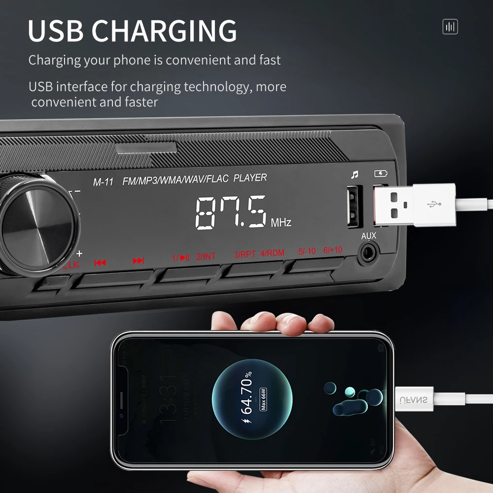 1 DIN автомобильный музыкальный плеер стерео M11 Bluetooth AUX In Dash Head Unit FM-радио цифровой