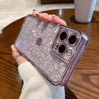 uego fashion gradient laser glitter crack texture phone case for iphone 11 13 12 pro max mini x xs xr 7 8 plus se 20 bumper back