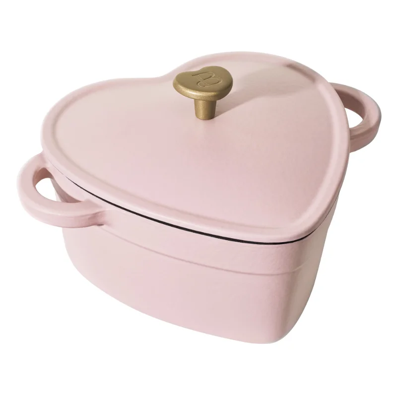 

2QT Cast Iron Heart Dutch Oven, Pink Champagne by Drew Barrymore