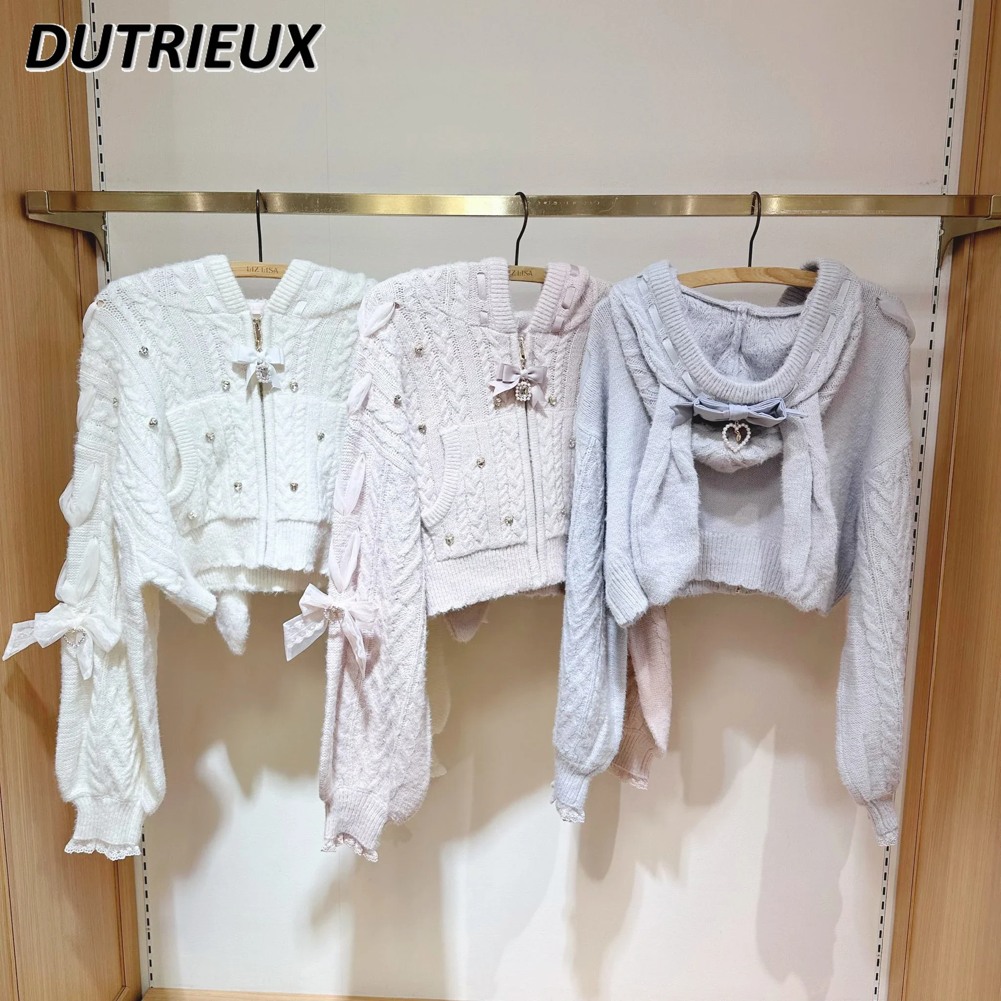 Осень-зима милые повседневные кардиганы в японском стиле с кроличьими ушками для