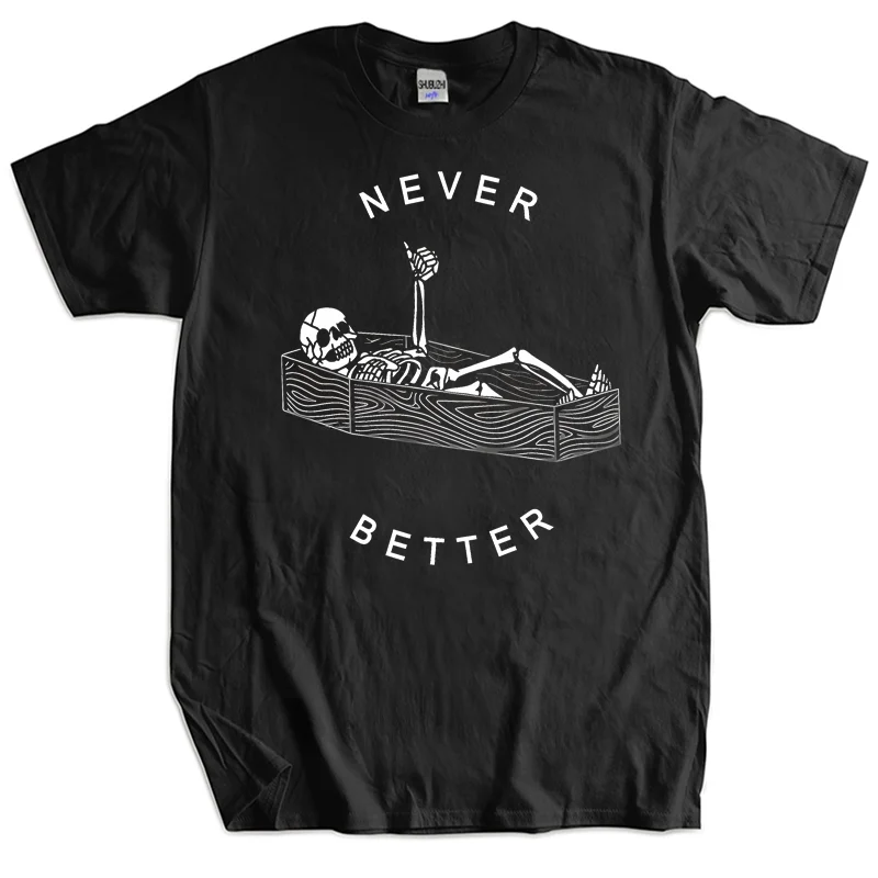 Футболка мужская с рисунком черепа скелета в гробе Хэллоуин