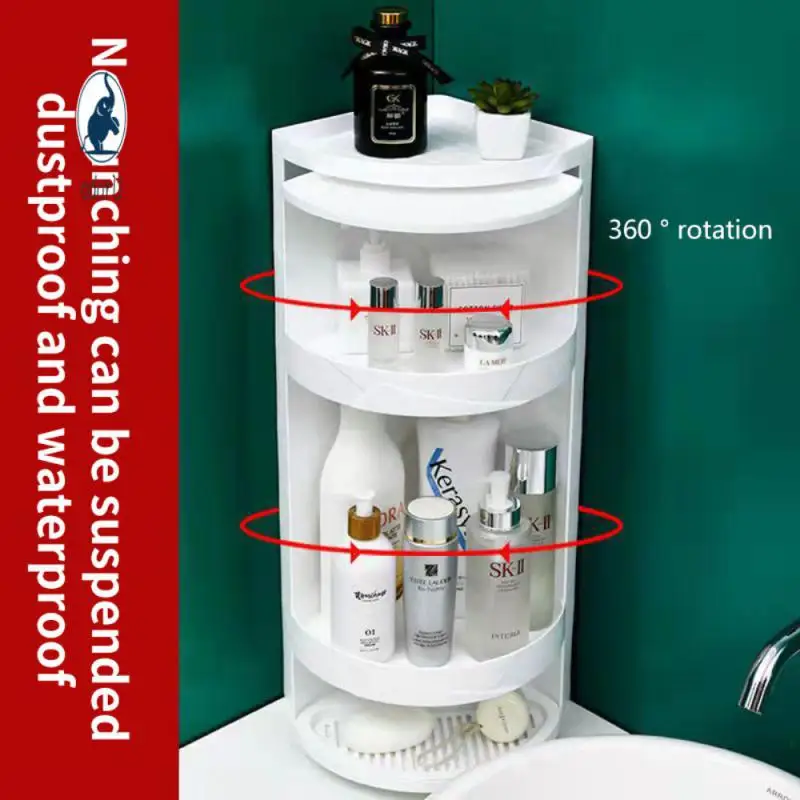 

Rotating Tripod Space Saving Made Of Abs Material Kitchen Storage Rack Easy To Clean Multichamber Storage Rack Shower Rack