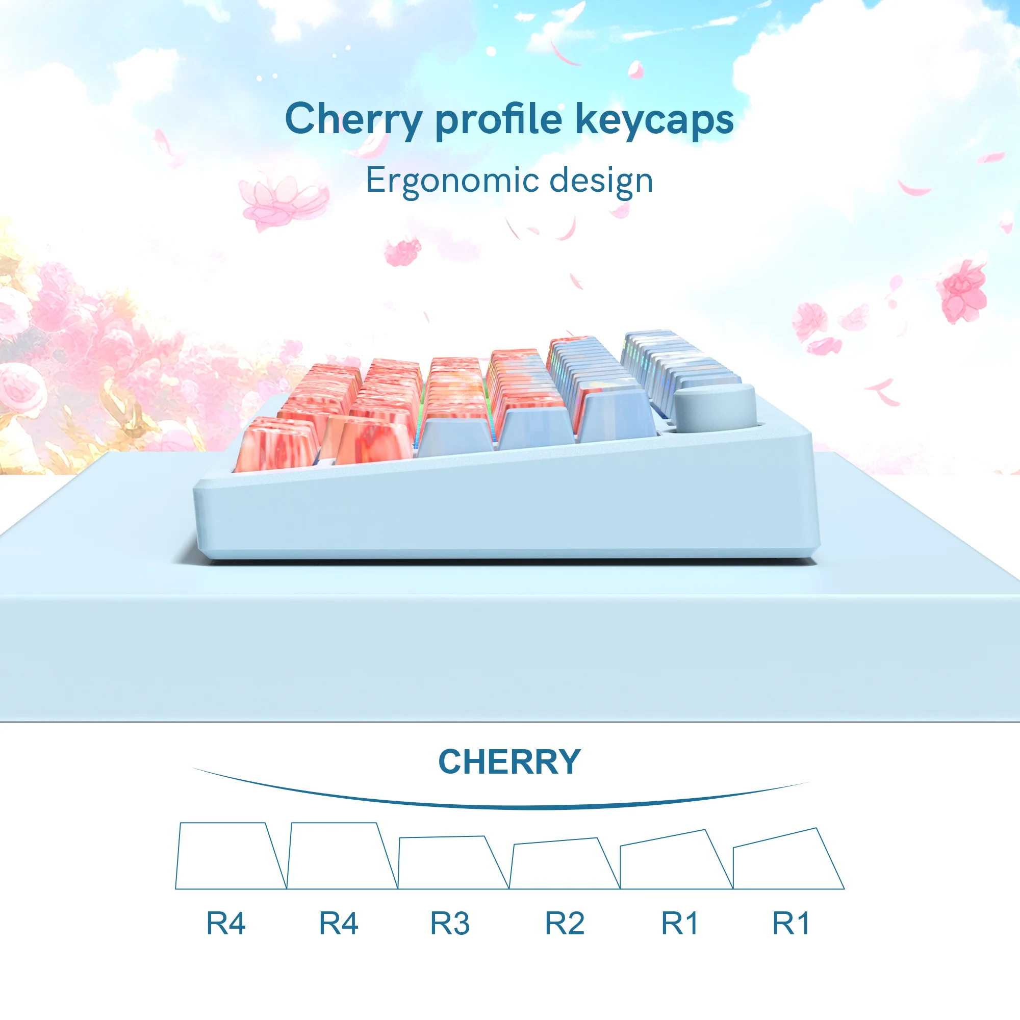 Womier 130 клавиш Sunset Rose PBT Keycaps Cherry Profile для механической клавиатуры