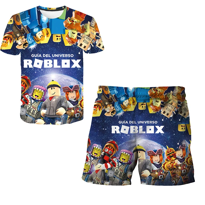 

Robloxing Summer Baby Boy Girl Suits 3D printing Fashion Cartoon T Shirts Short Pants 2Pcs Kids Clothes Set Game Costume Outfits