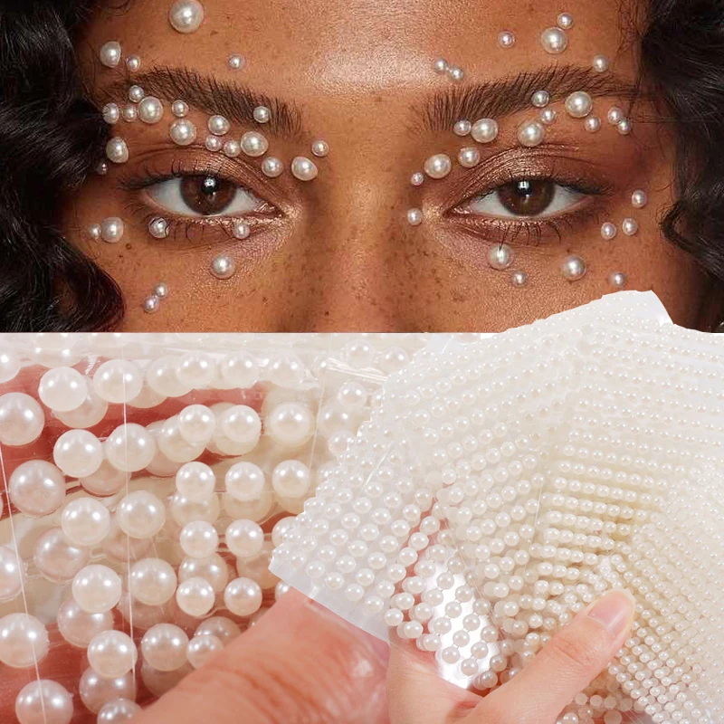 3D жемчужина для глаз внешний свет самоклеящаяся татуировка красота белая