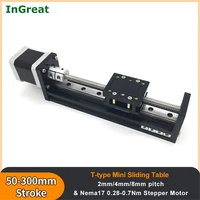 50 300mm stroke t type sliding table 3d printer parts mini linear rail guide stepper motor linear actuator with nema17 motor