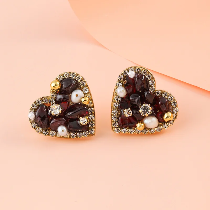 

Серьги из серебра S925 пробы с иглами и сердечками, полные сверлами, новые серьги с хрустальным жемчугом и драгоценным камнем, соблазнительны...