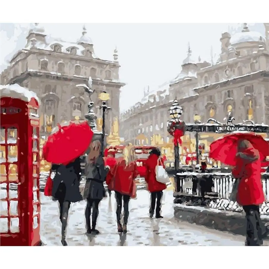 Алмазная мозаика Лондон в снегу LG046 / 40х50 см Премиум набор Полная выкладка Холст