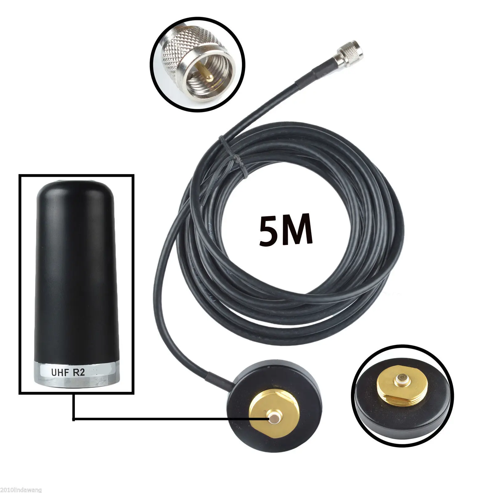 UHF450M NMO magnet mount base antenna car roof nmo aerial 5meter cable UHF male connector