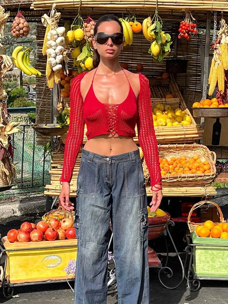 

Женская блузка с открытыми плечами, длинным рукавом и кулиской