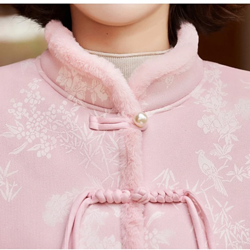 Новая хлопковая куртка с принтом в китайском стиле женская толстая теплая модная