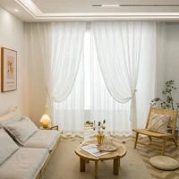 nordic modern minimalist curtains chiffon satin white yarn solid color light transmitting living room gauze balcony bedroom