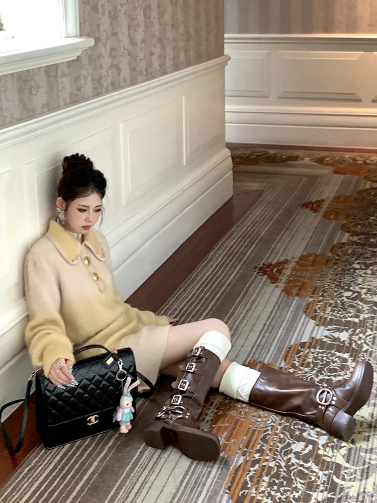 Вязаные гетры Cnorahk Twist флисовые носки с отбортовкой Южная Корея такой же как Boss