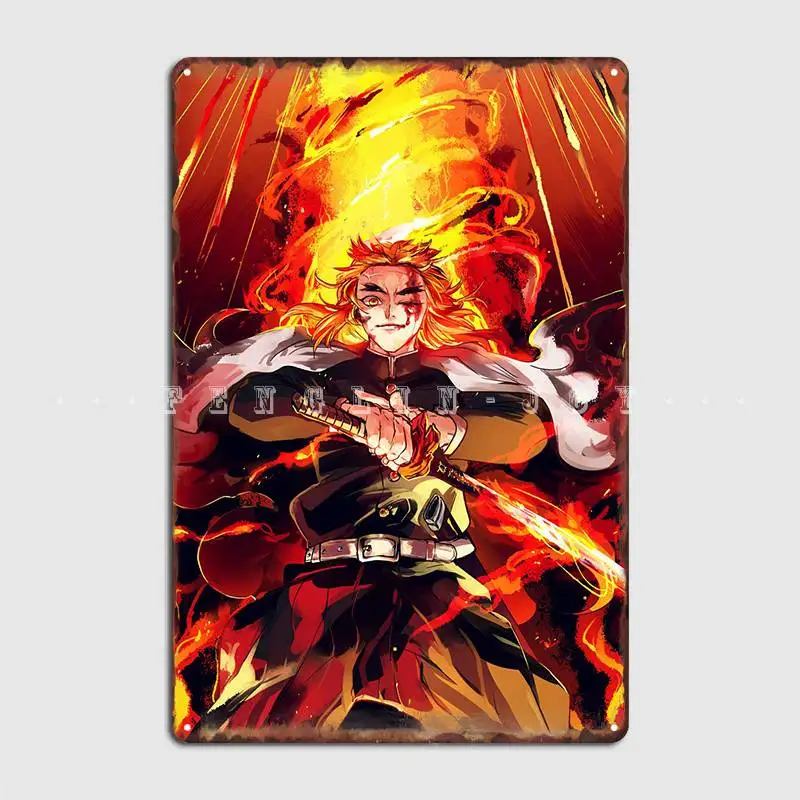 

Demon Slayer Rengoku Metal Sign Plaques Bar Cave Wall Cave Designing Tin Sign Poster