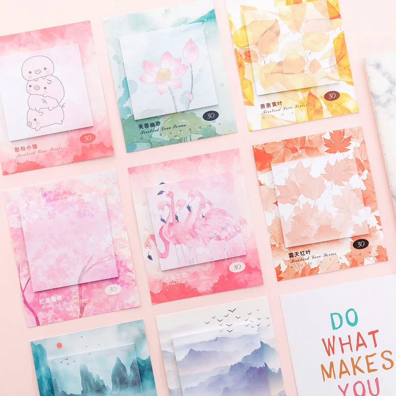 

Kawaii Flamingo Memo Pad Planner Stickers Paper Notepads Cute Cherry Blossoms Sticky Notes School Posted It Korean Stationery