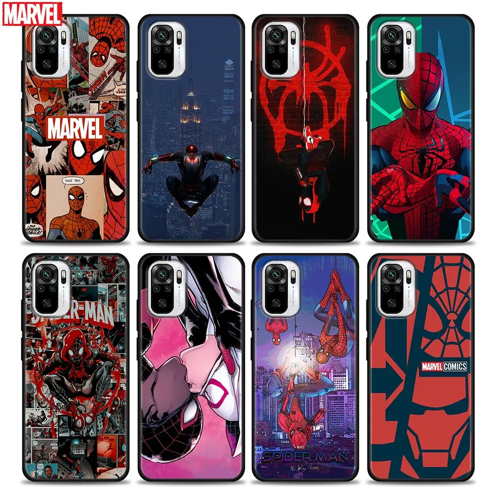 

Phone Case for Redmi Note 10 11 11S 11E 7 8 8T 9 9S 9T Pro Plus 4G 5G Soft Silicone Case Cover Venom Spider-Man Marvel