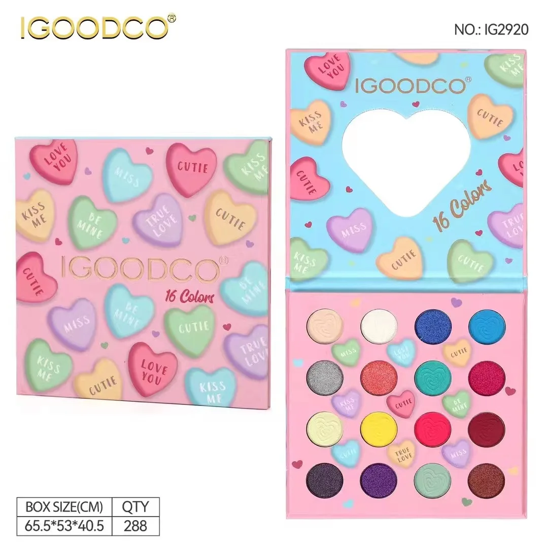 

Love Pattern 16 Colors Matte Shimmer Small Kit Waterproof Sweat-Proof Boutique Makeup Eyeshadow Palette Beauty Glazed