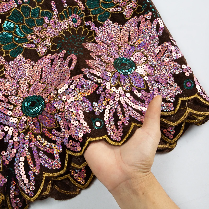Роскошная французская бархатная кружевная ткань SJD с блестками 2023 мягкое
