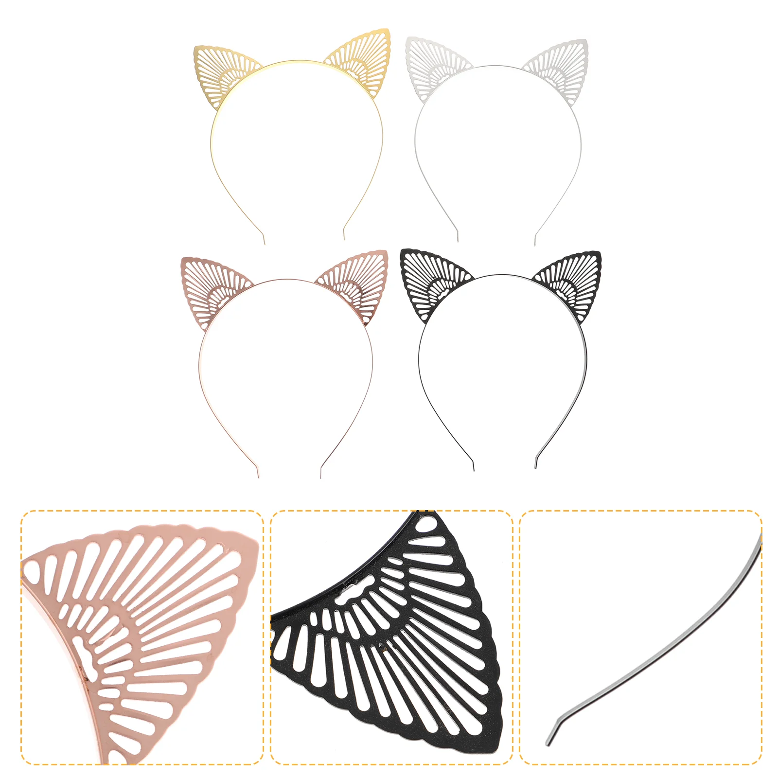 

4Pcs Lovely Cat Ear Shaped Headwear Adornment Festival Party Head Adornment