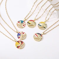 trend punk mens american flag eagle pendant delicate gold color disc charm choker necklace for women male hip hop jewelry