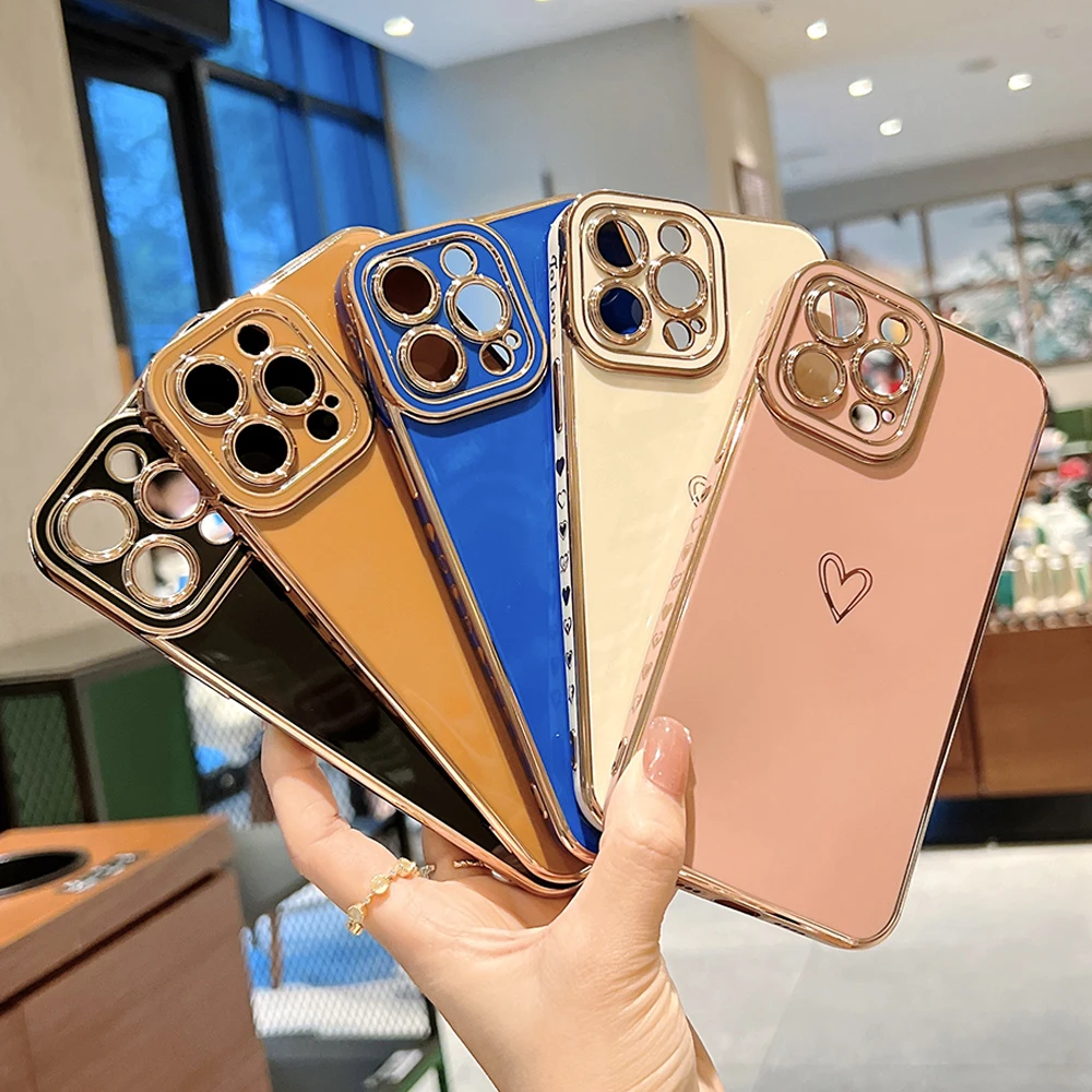 

Laser Transparent Love Heart Clear Phone Case For iPhone 11 12 13 Pro Max Soft Silicon Shockproof Bumper Protective Cover