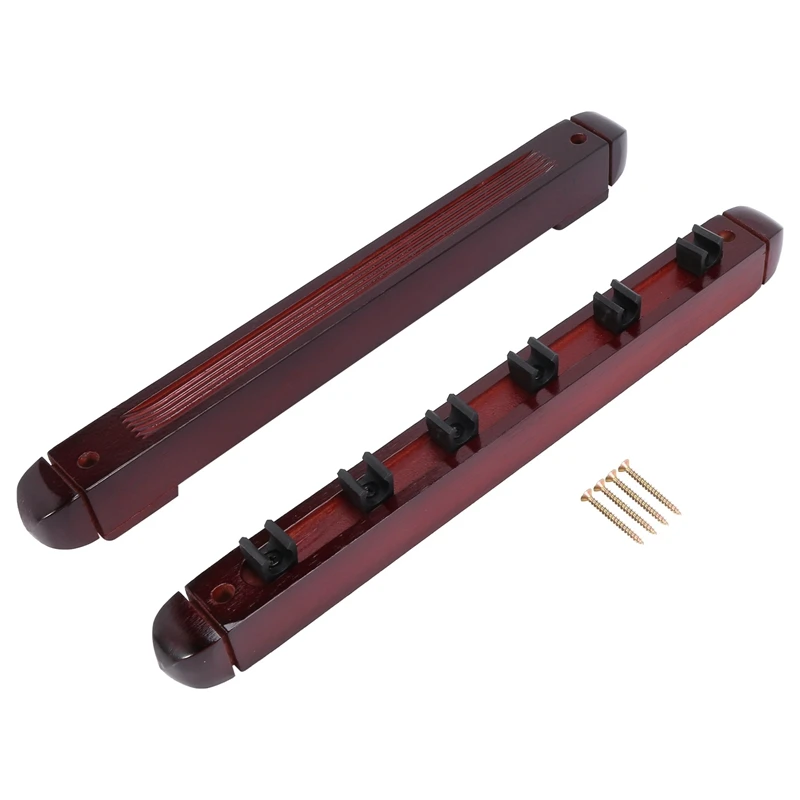 

Billiard Pool Snooker Table Wall Mount Hanging Professional 6 Cue Sticks Solid Wood Rack Holder