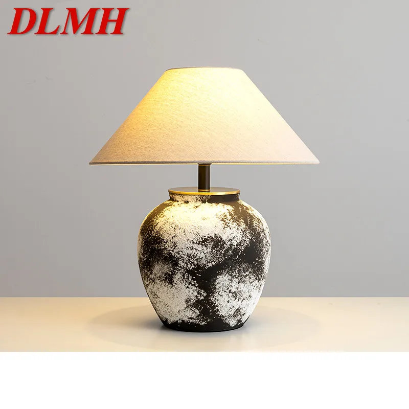

DLMH Nordic Ceramics Table Lamp Modern Art Living Room Bedroom Study LED Originality Brass Desk Light