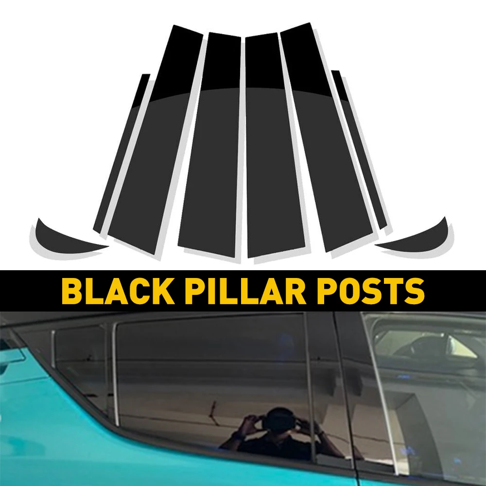 

8pcs Auto Black Mirror Window Pillar Posts Set Cover Door Trim For Toyota Camry 2018 2019 2020 2021 Sticker Accessories Styling