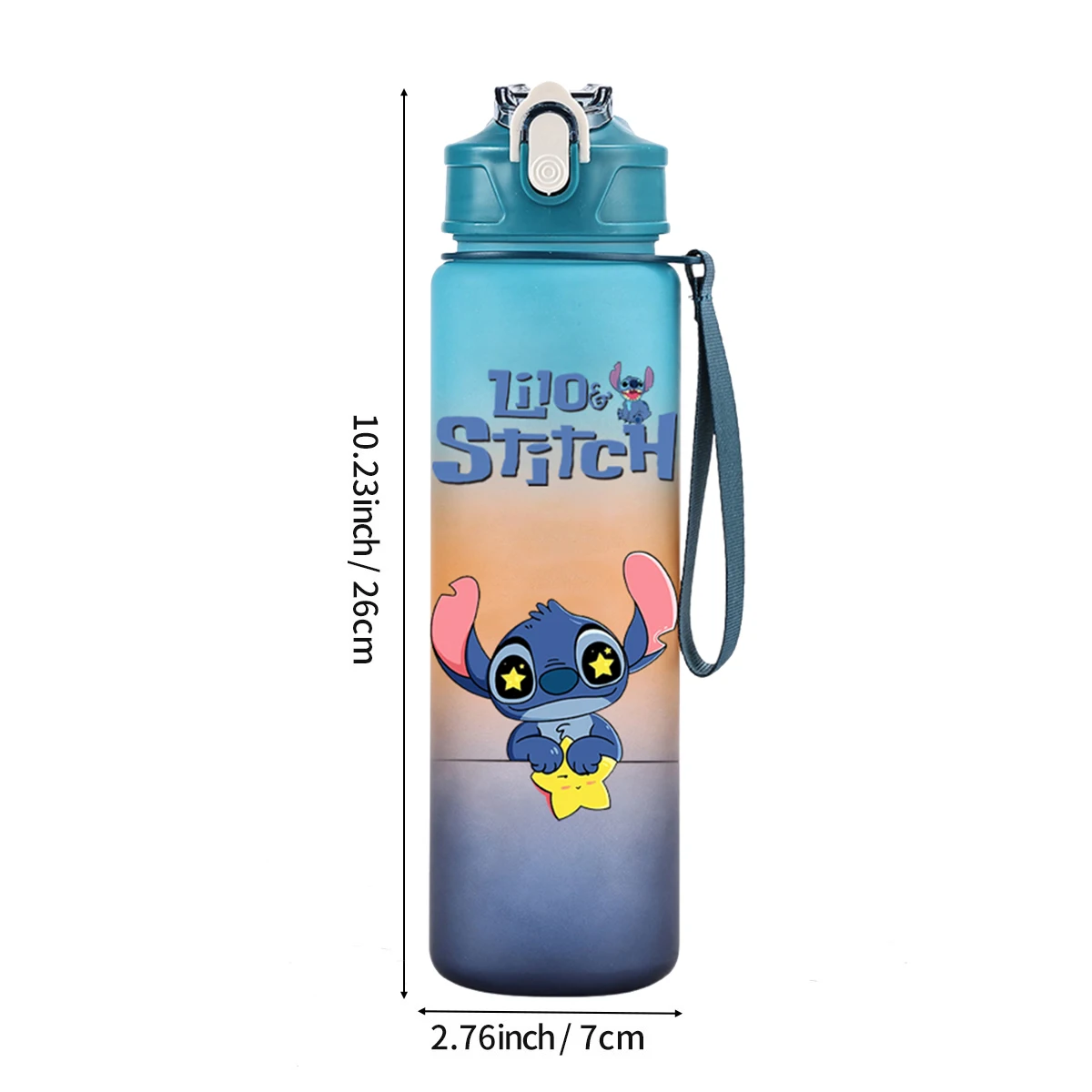750ml Disney Lilo Stitch Water Cup Portable Children Cute Plastic Cartoon Outdoor Sport Large Capacity Bottle Kid Gift