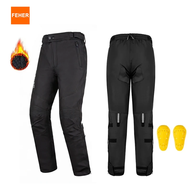 FEHER зимние мотоциклетные брюки с быстросъемным механизмом для мужчин и женщин, водонепроницаемые, ветрозащитные, сохраняющие тепло, брюки для езды на мотоцикле