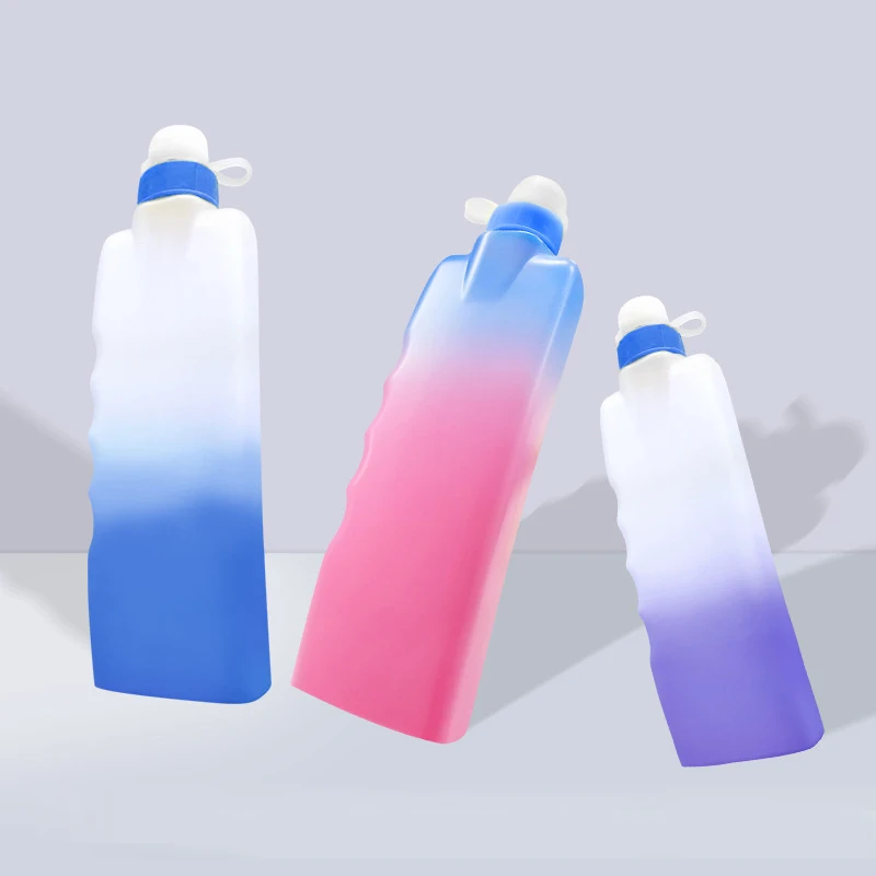 

New gradient water bottle curved silicone lid sports water bottle marathon running outdoor fitness cycling water cup