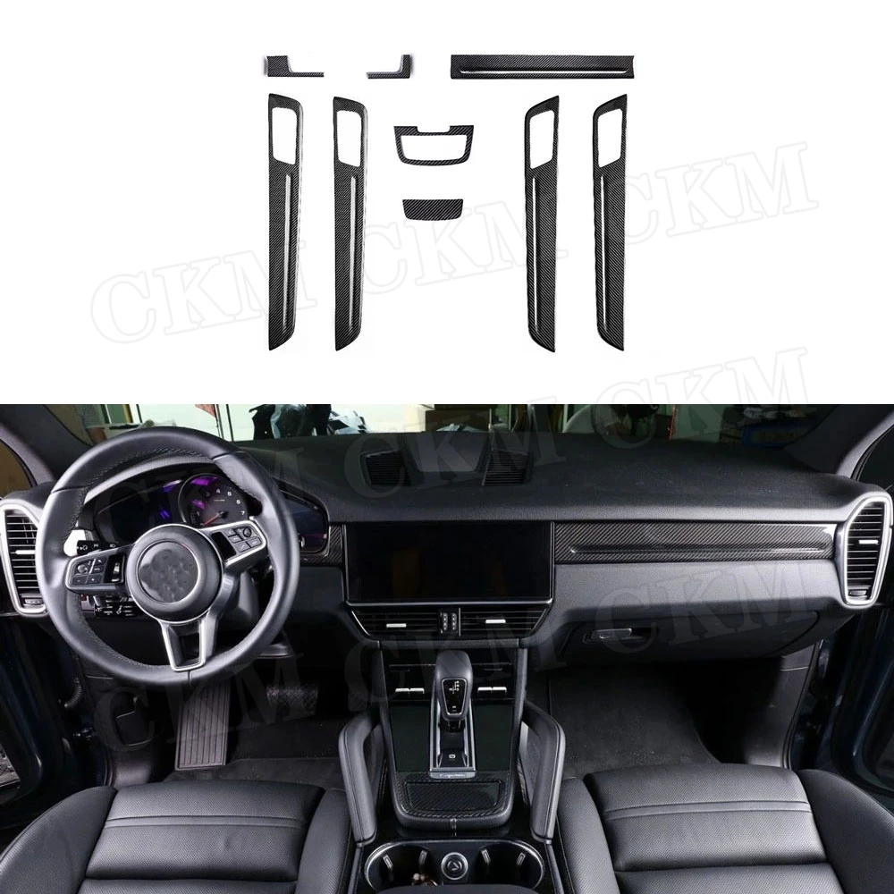 

Dry Carbon Fiber Car Central Console Dashboard Panel Strips Gear Cover Door Trim Stickers Fit for Porsche Cayenne 2011- 2020