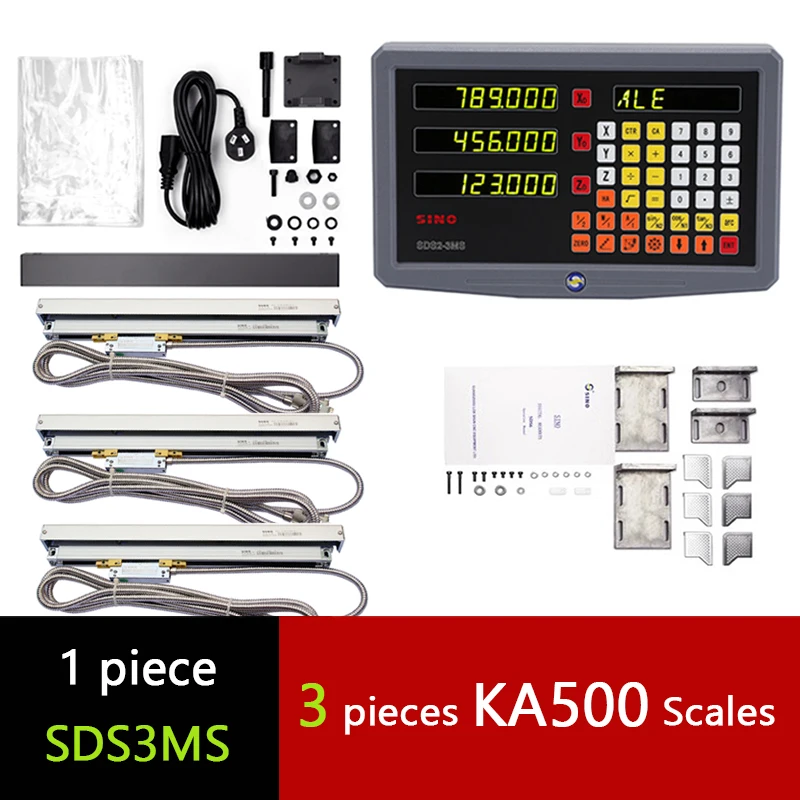 

SINO 3-осевой цифровой дисплей SDS3MS DRO Set Токарный станок Счетчик KA300 KA500 Линейная шкала Комплект решетки Фрезерный станок с ЧПУ