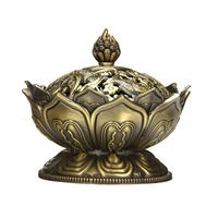 lotus flower incense burner alloy zinc copper dish chinese buddha incense holder burner brass sandalwood censer incense hot hot