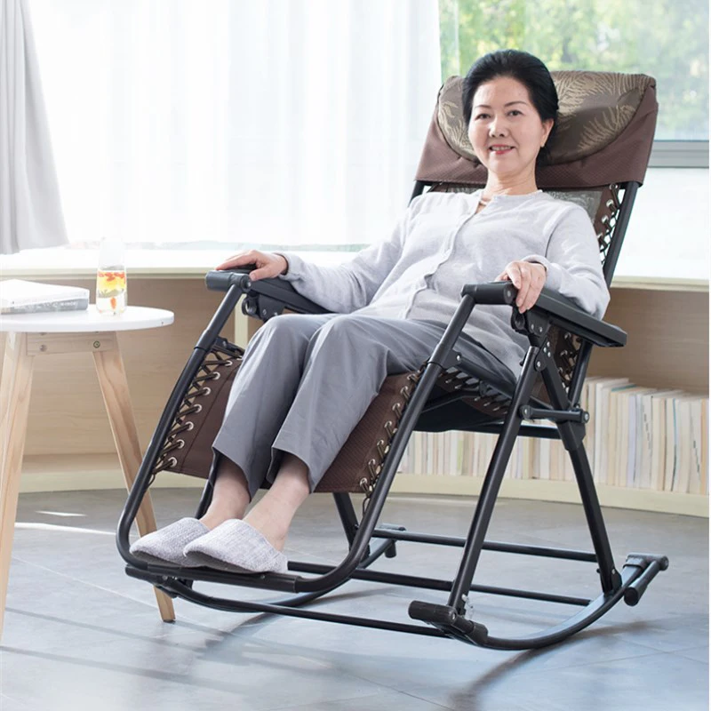 

A1Senior Rocking Chair High Back Armchair with Headrest for Elderly Portable Chaise Lounge Versatile Garden/Outdoor Furniture