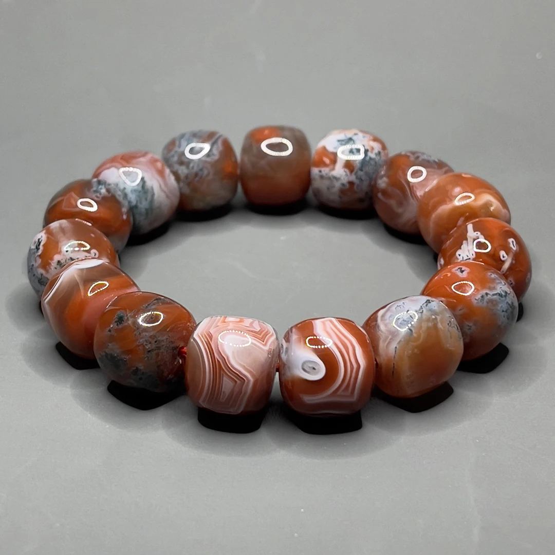 Браслеты из натуральных красных агатовых бусин Wenwan ручные струны редкие