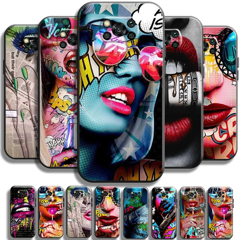 

Fashion Sexy Street Graffiti For Xiaomi Poco X3 Pro NFC For POCO X3 GT Phone Case Full Protection Carcasa Black Cases TPU Back
