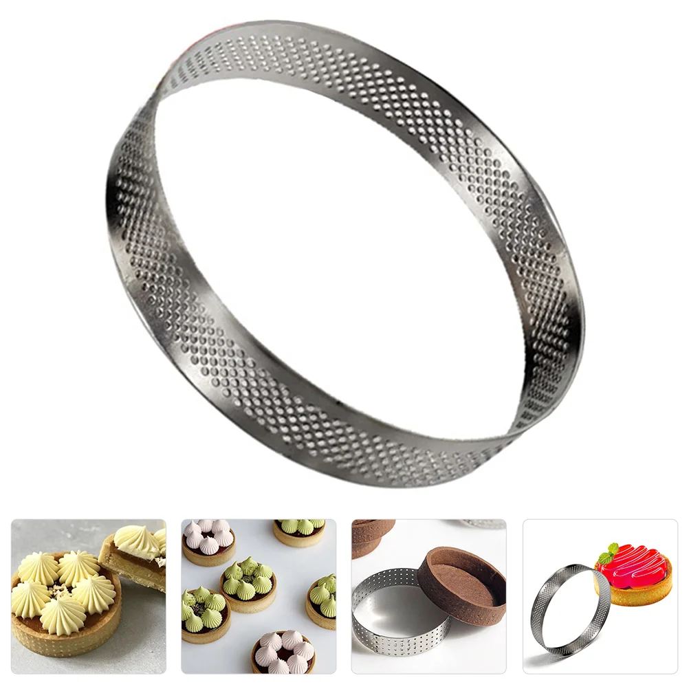 

Round Porous Ring Mousse Ring Cake Ring Mold Stainless Steel Hole Ring Mould Dessert Rings Cake Tools- 15CM