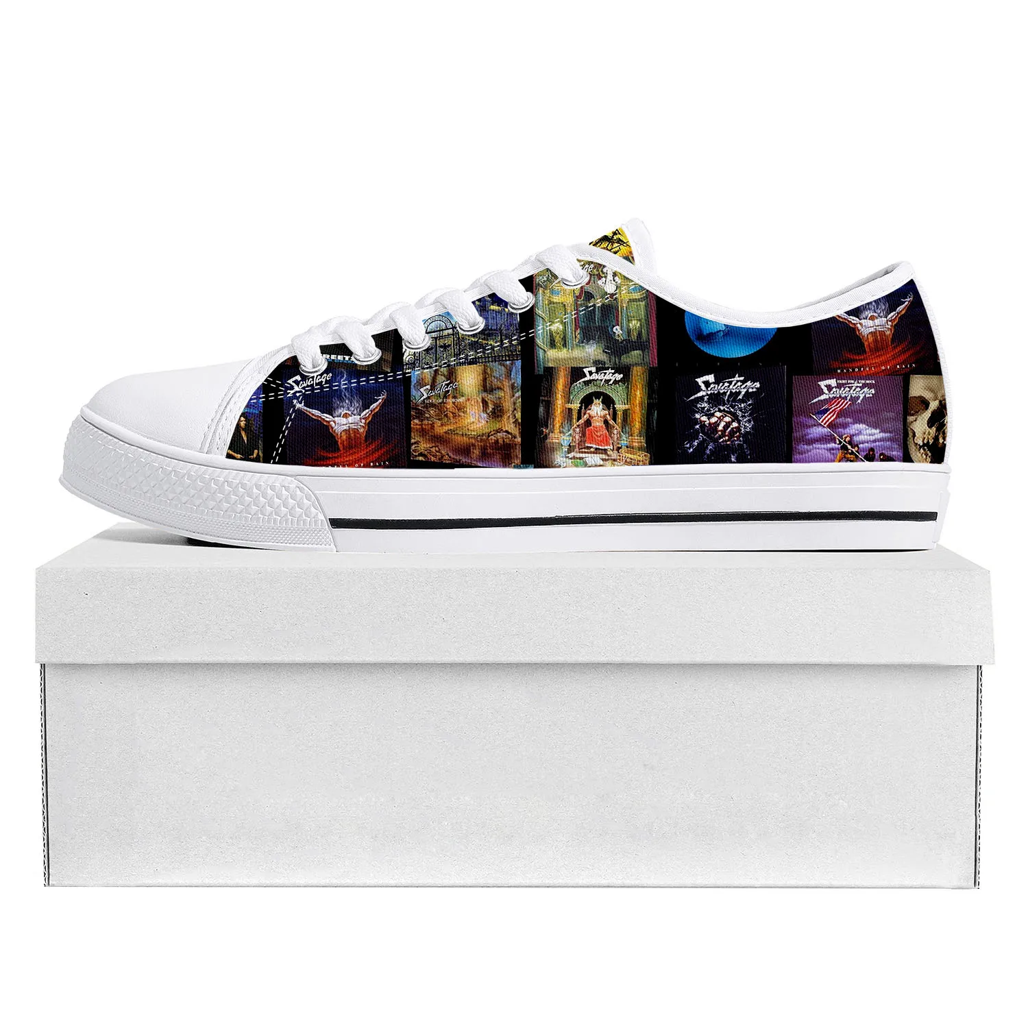 

Savatage Band Low Top Sneakers Mens Womens Teenager Canvas High Quality Sneaker Casual Custom Made Shoes Customize Shoe White