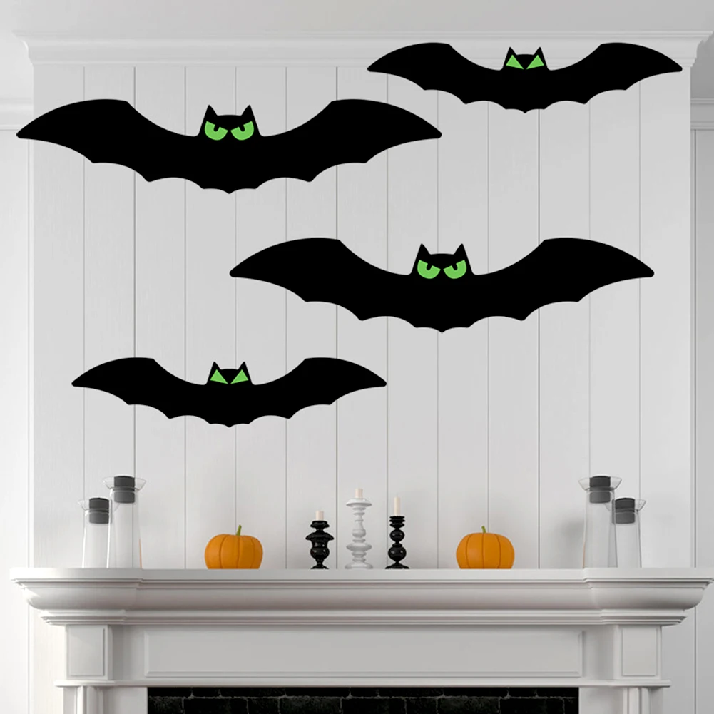 

Scary Glowing Eyes Black Bat Decor For Halloween Stylish Festival Ornament Props For Event Party