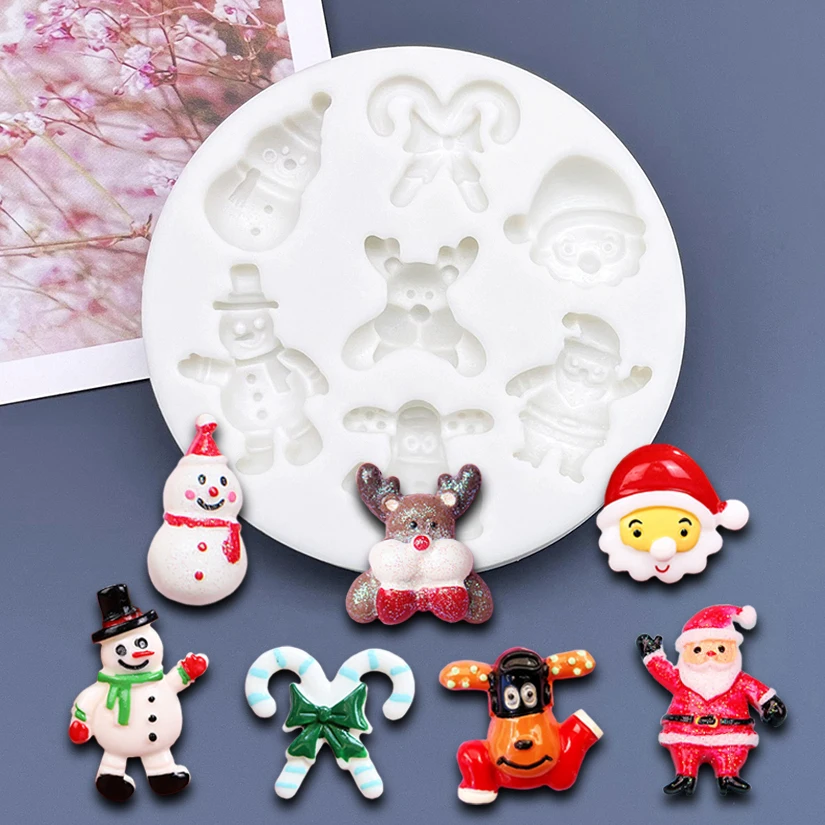 

Santa Claus Candy Cane Snowman Reindeer Christmas Silicone Sugarcraft Cupcake Baking Mold Fondant Cake Decorating Tools
