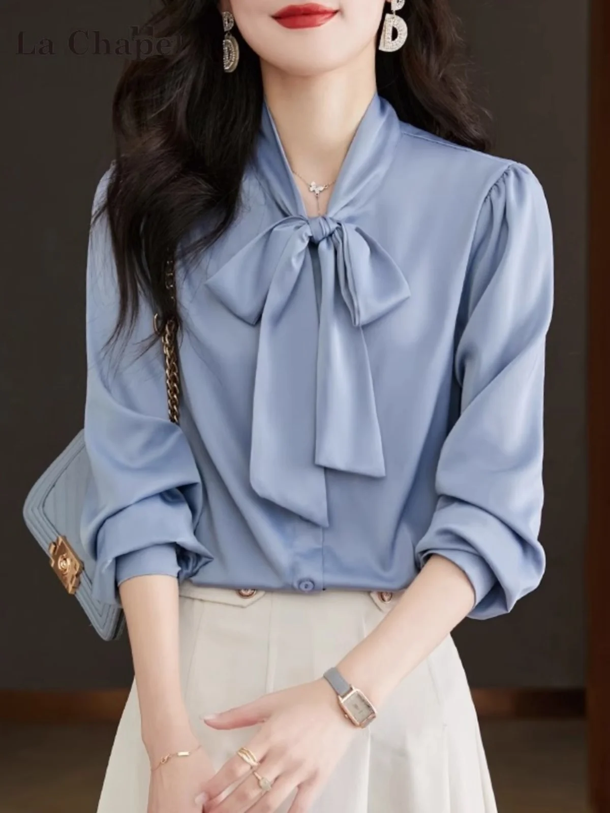 Bow Chiffon Shirts Women's Long-Sleeved Autumn and Winter 2024 New High-Grade Temperament Top Professional Commuter Shirt